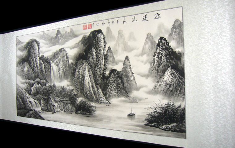 黑白山水画