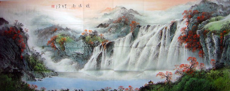 小八尺山水风景国画