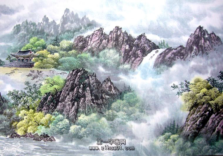 小六尺水墨山水画